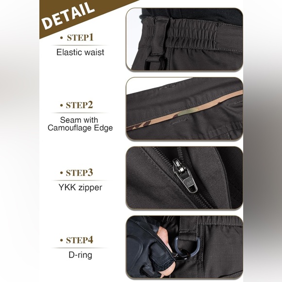 FREE SOLDIER Water Resistant Relaxed Fit Tactical Cargo Pants Multi Pocket NEW - Picture 16 of 16